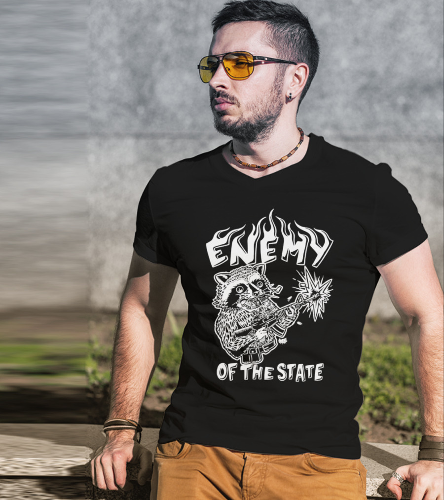 Enemy Of The State Raccoon With Gun Olafh Ace T-Shirt