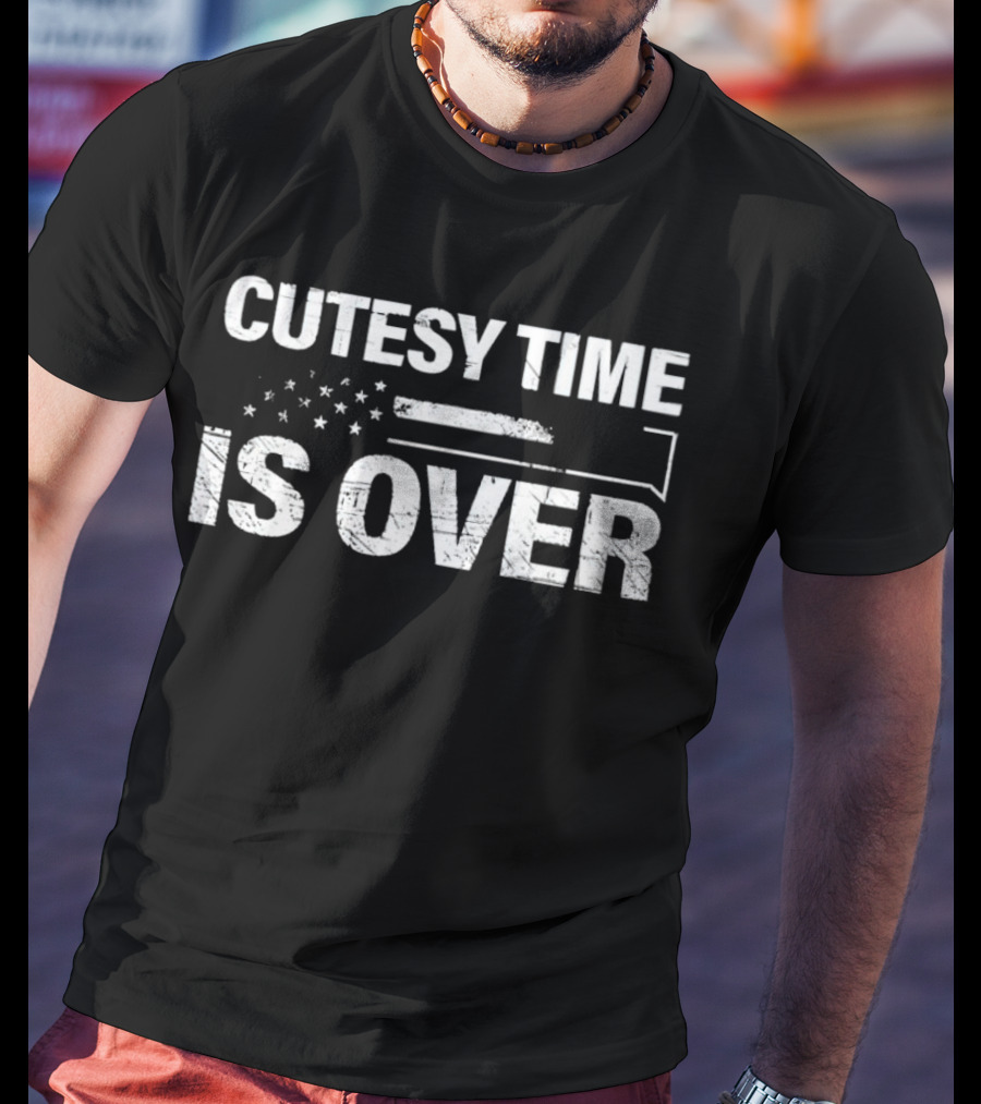 Cutesy Time Is Over American Flag Rifle T-Shirt