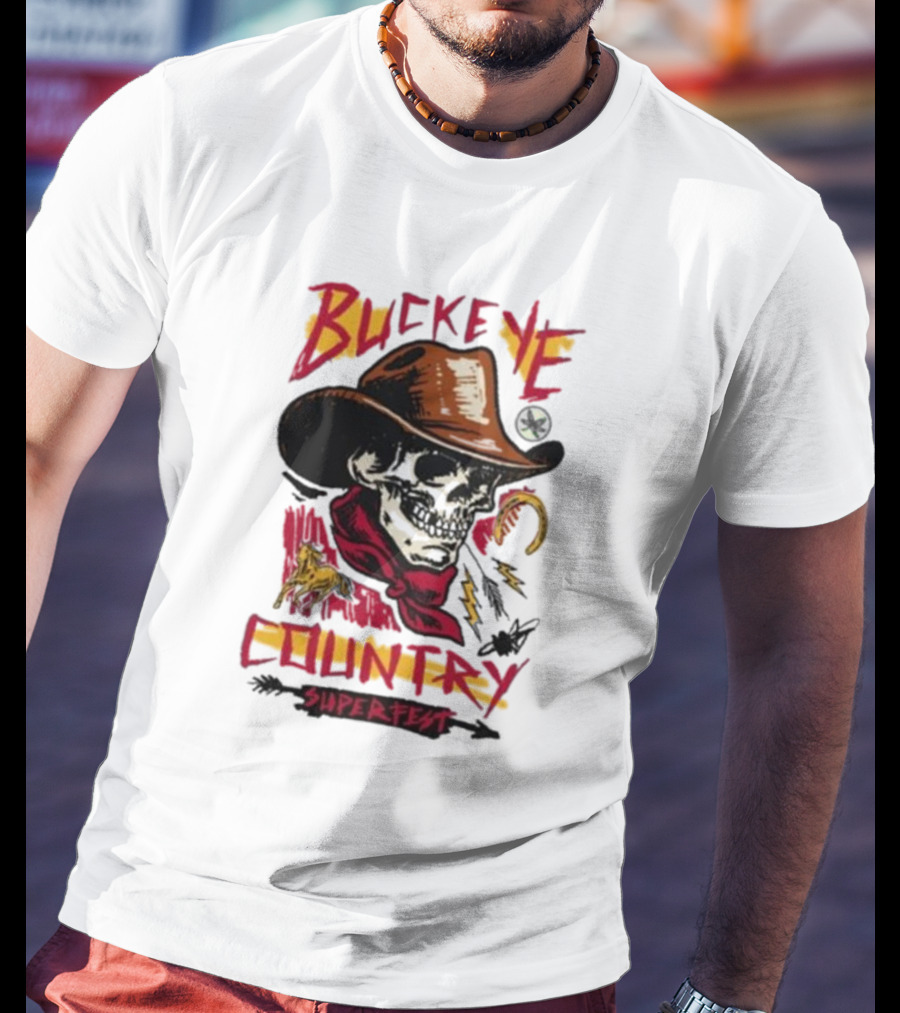 Buckeye Country Superfest Skeleton Cowboy With Horse And Lasso T-Shirt