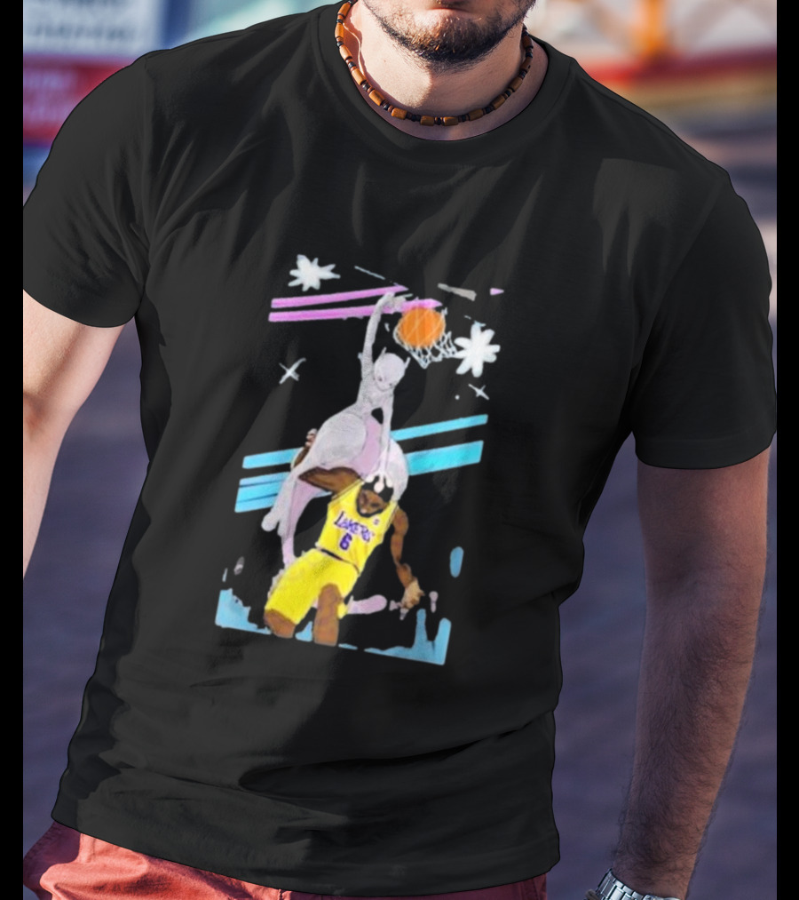 Mewtwo Dunking On Lakers Basketball Star Lebron James T-Shirt