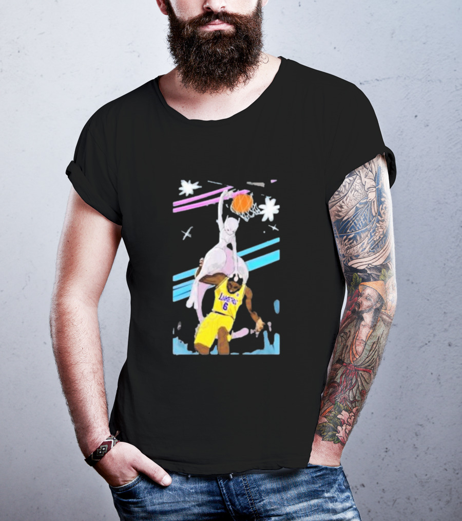 Mewtwo Dunking On Lakers Basketball Star Lebron James T-Shirt