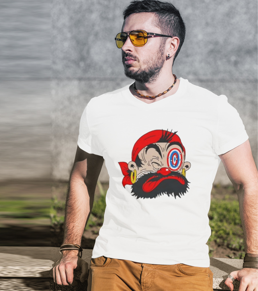 Popeye The Sailor Man Bluto Sindbad Face Close-Up Red Bandana Gold Earrings T-Shirt