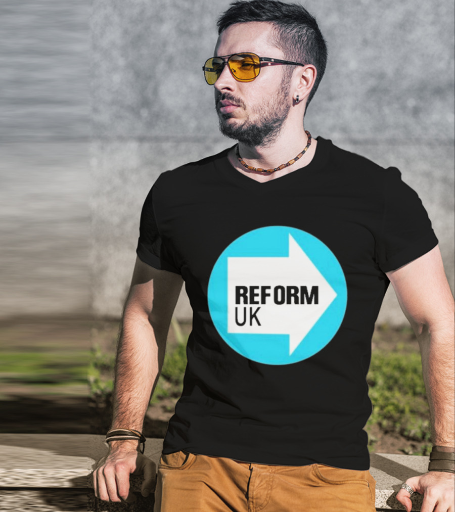 Reform UK Arrow Symbol Blue Circle T-Shirt