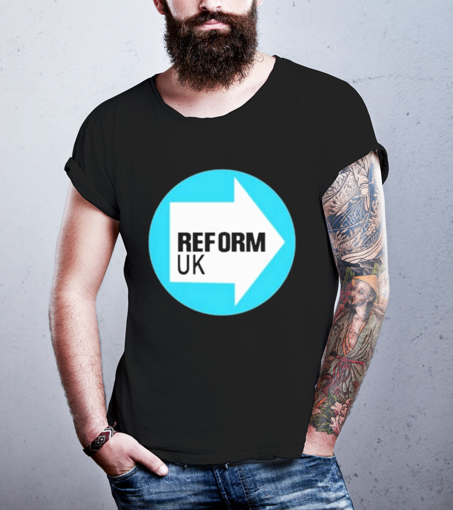 Reform UK Arrow Symbol Blue Circle T-Shirt