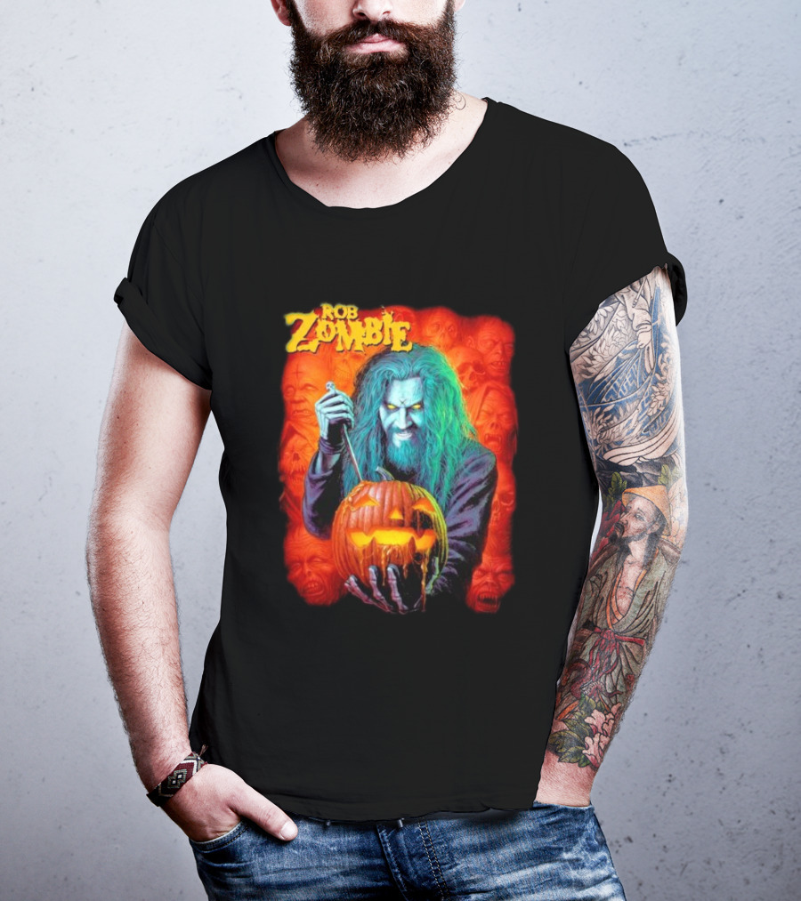 Rob Zombie Hellbilly Deluxe Halloween Pumpkin Horror T-Shirt