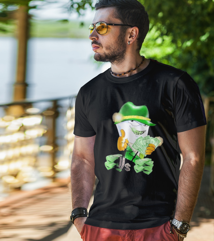 Thug Shake Money Master Shake With Cash And Green Hat T-Shirt