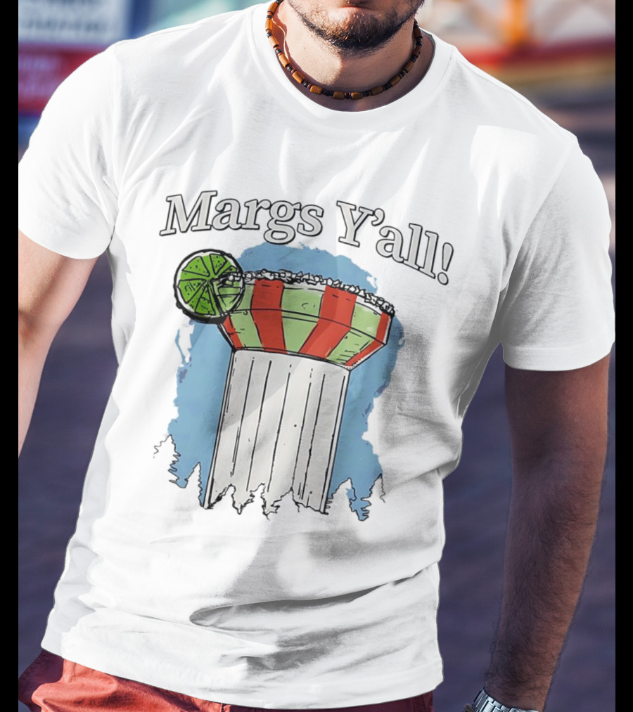 Margs Y'all Margarita Glass Water Tower Lime Slice T-Shirt