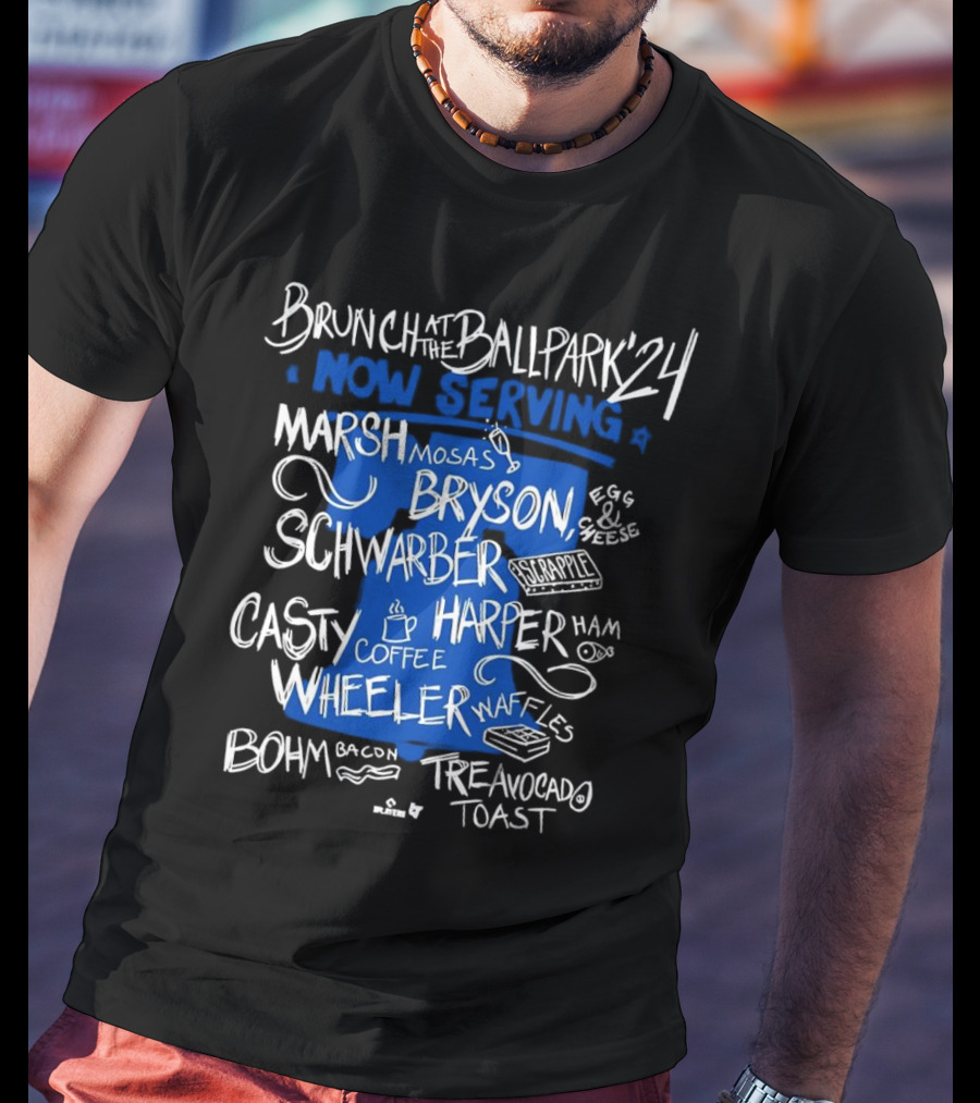 Brunch At The Ballpark 24 Now Serving Marshmosa Bryson Schwarber Bohm Avocado Toast Wheeler Waffles Harper Ham T-Shirt