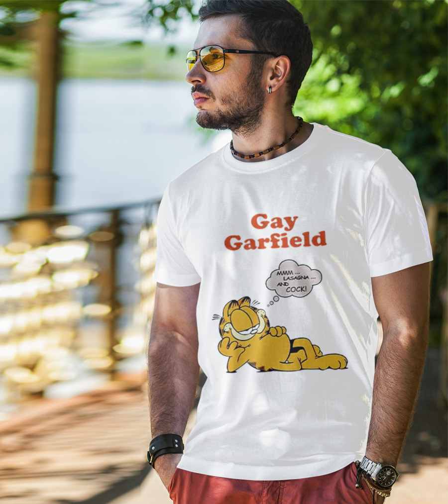 Gay Garfield Mmm Lasagna And Cock Meme T-Shirt