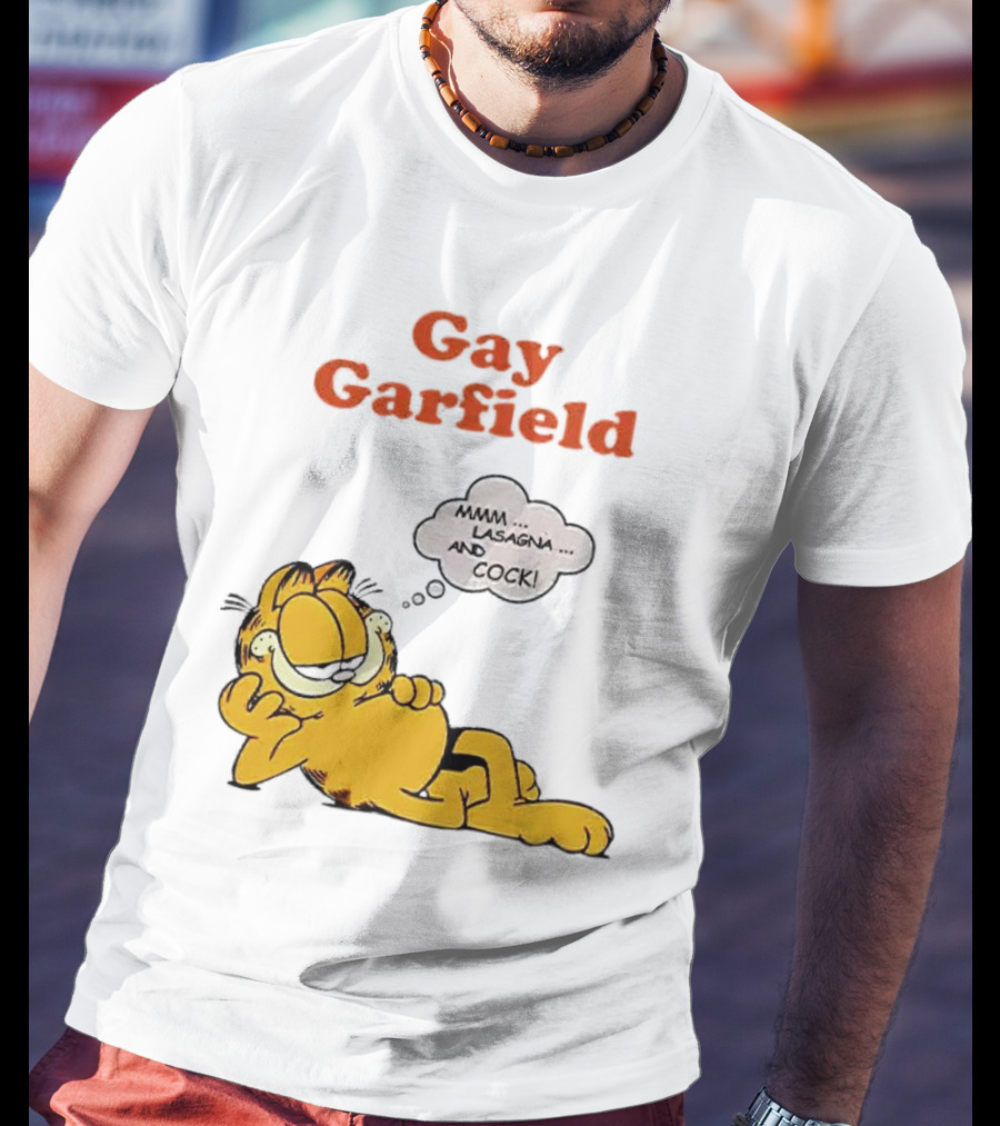 Gay Garfield Mmm Lasagna And Cock Meme T-Shirt