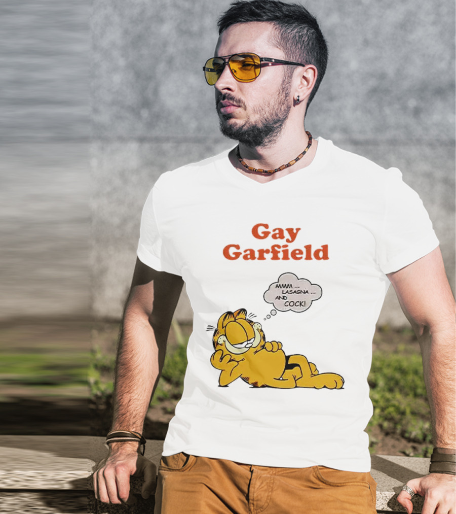Gay Garfield Mmm Lasagna And Cock Meme T-Shirt