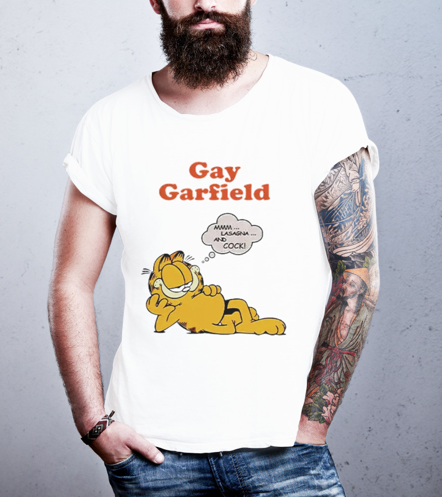 Gay Garfield Mmm Lasagna And Cock Meme T-Shirt