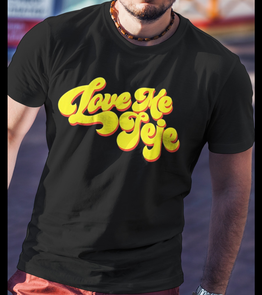 Love Me Jeje Retro Style Text Yellow And Red Groovy Font T-Shirt