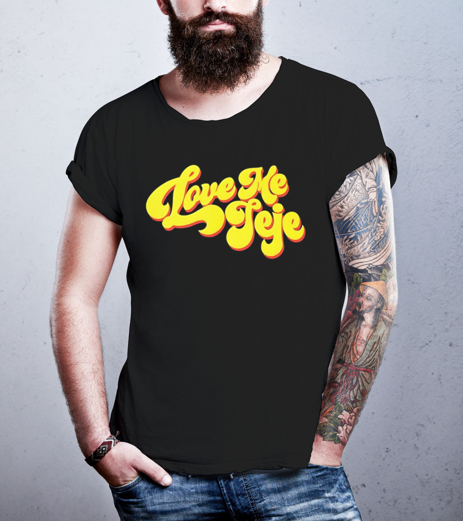 Love Me Jeje Retro Style Text Yellow And Red Groovy Font T-Shirt