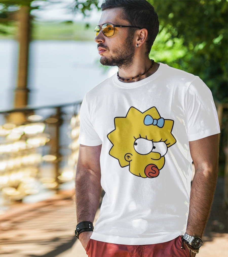 Manicita The Simpsons Maggie Angry Face With Pacifier And Bow T-Shirt