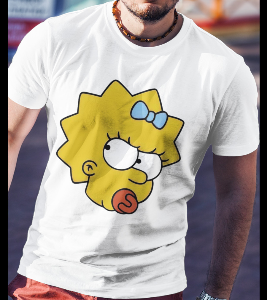 Manicita The Simpsons Maggie Angry Face With Pacifier And Bow T-Shirt