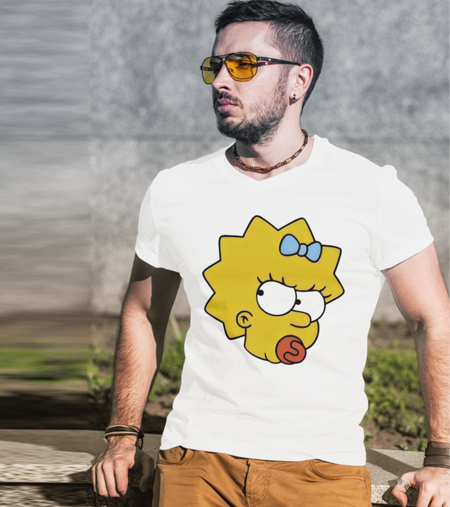 Manicita The Simpsons Maggie Angry Face With Pacifier And Bow T-Shirt