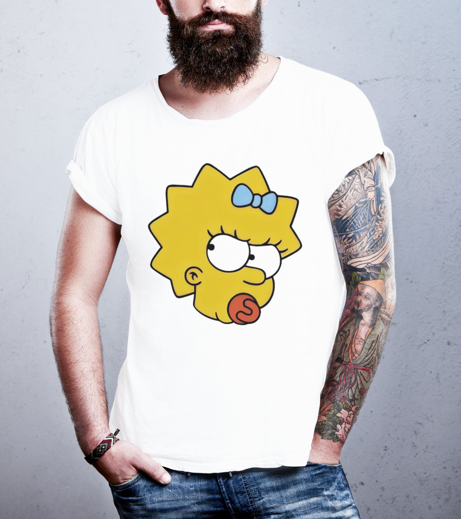 Manicita The Simpsons Maggie Angry Face With Pacifier And Bow T-Shirt