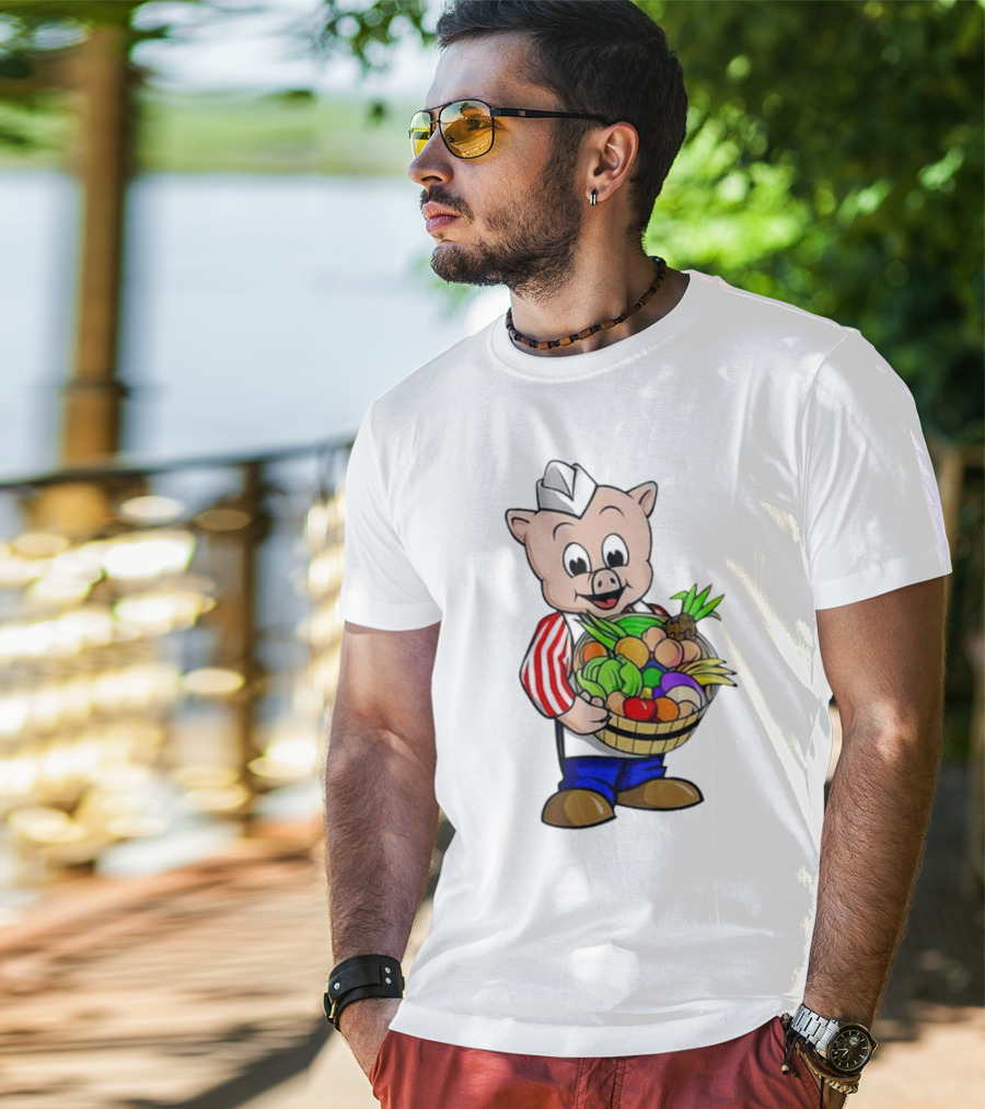 Piggly Wiggly Palmetto Pig With Basket Of Fresh Vegetables T-Shirt