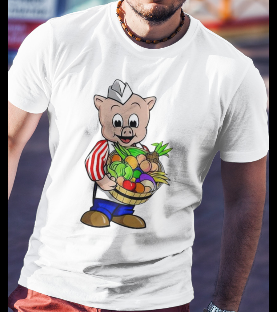 Piggly Wiggly Palmetto Pig With Basket Of Fresh Vegetables T-Shirt