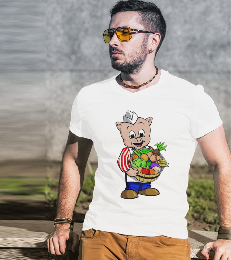 Piggly Wiggly Palmetto Pig With Basket Of Fresh Vegetables T-Shirt