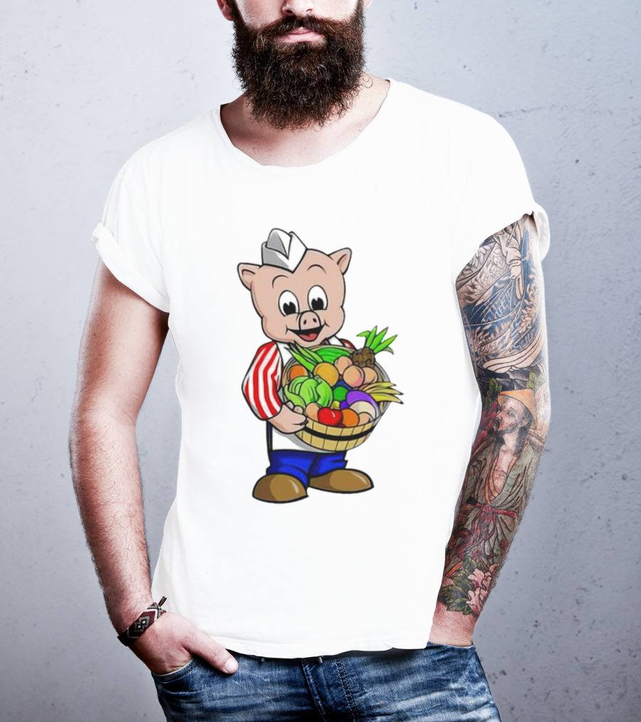 Piggly Wiggly Palmetto Pig With Basket Of Fresh Vegetables T-Shirt