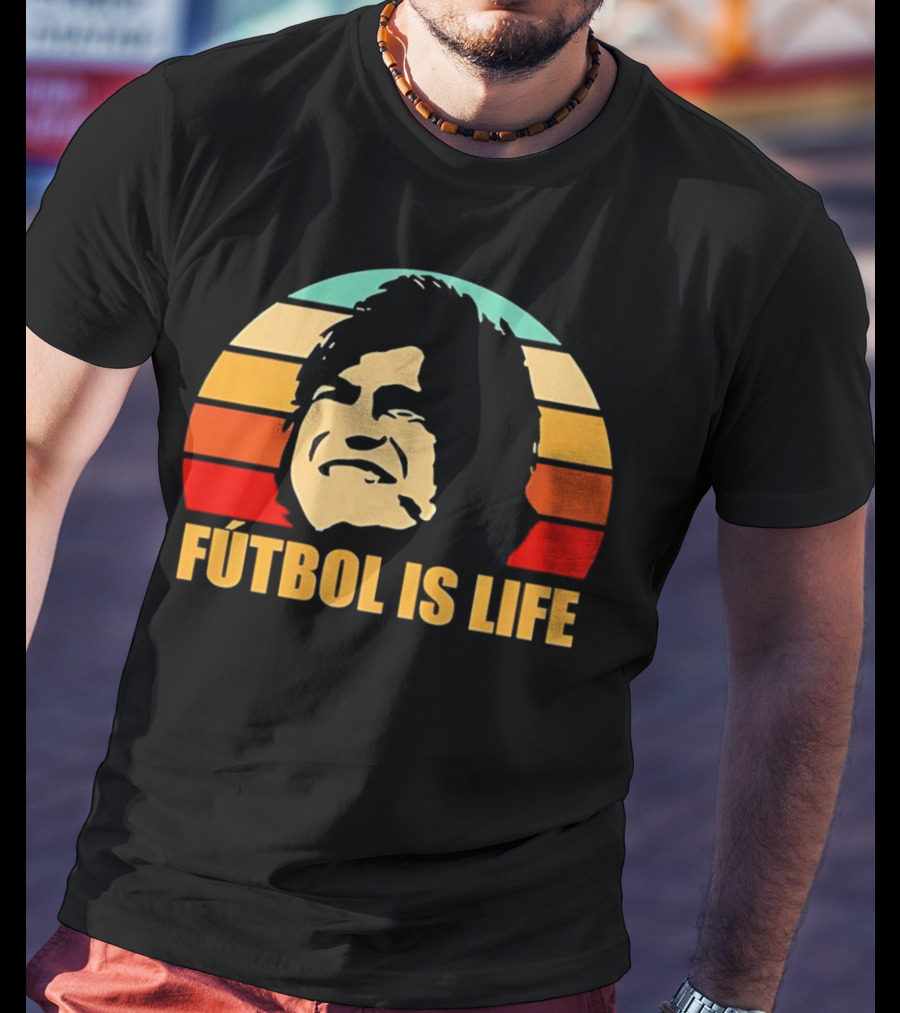 Fútbol Is Life Vintage Retro Sunset T-Shirt
