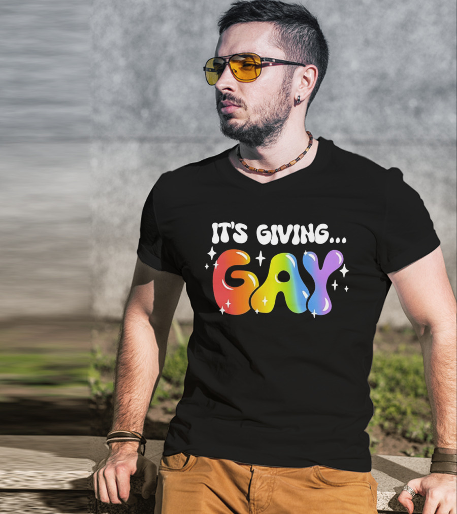 It's Giving Gay Pride Rainbow Sparkles T-Shirt