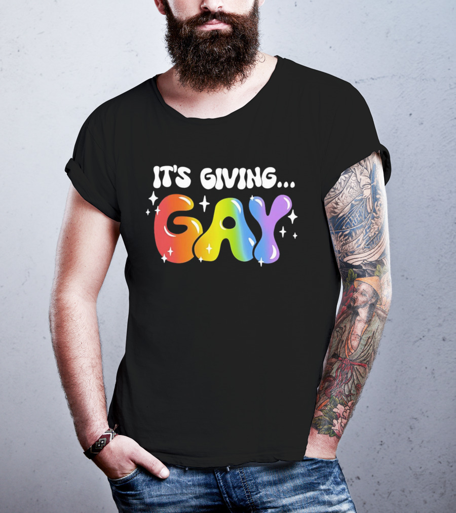 It's Giving Gay Pride Rainbow Sparkles T-Shirt