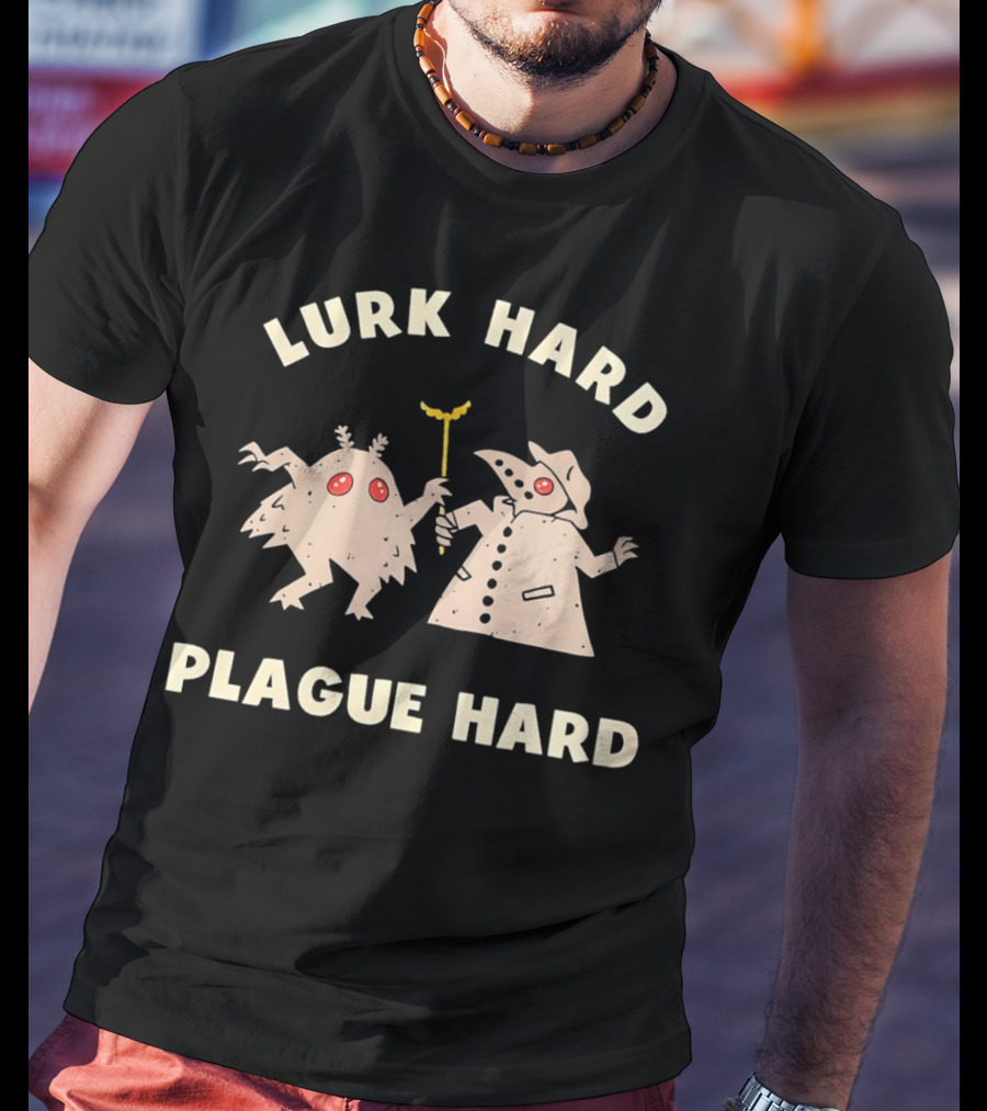Lurk Hard Plague Hard Mothman And Plague Doctor Duo T-Shirt
