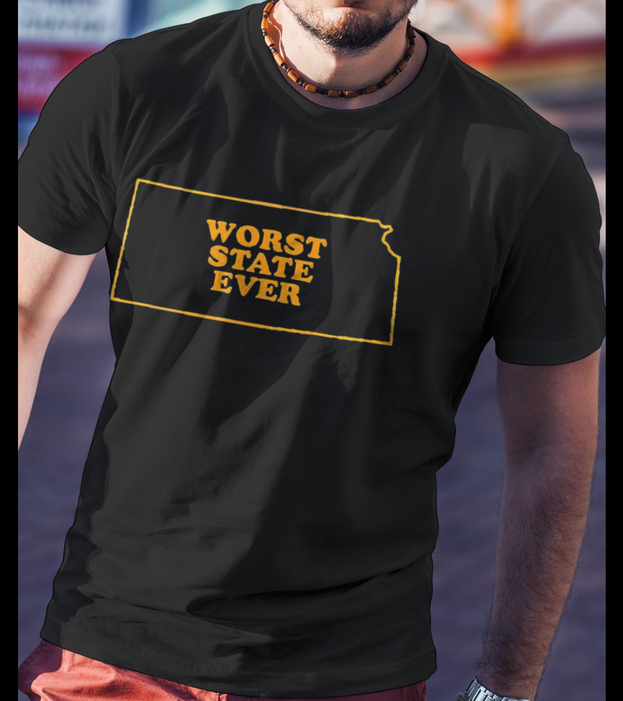 Kansas Worst State Ever Outline T-Shirt