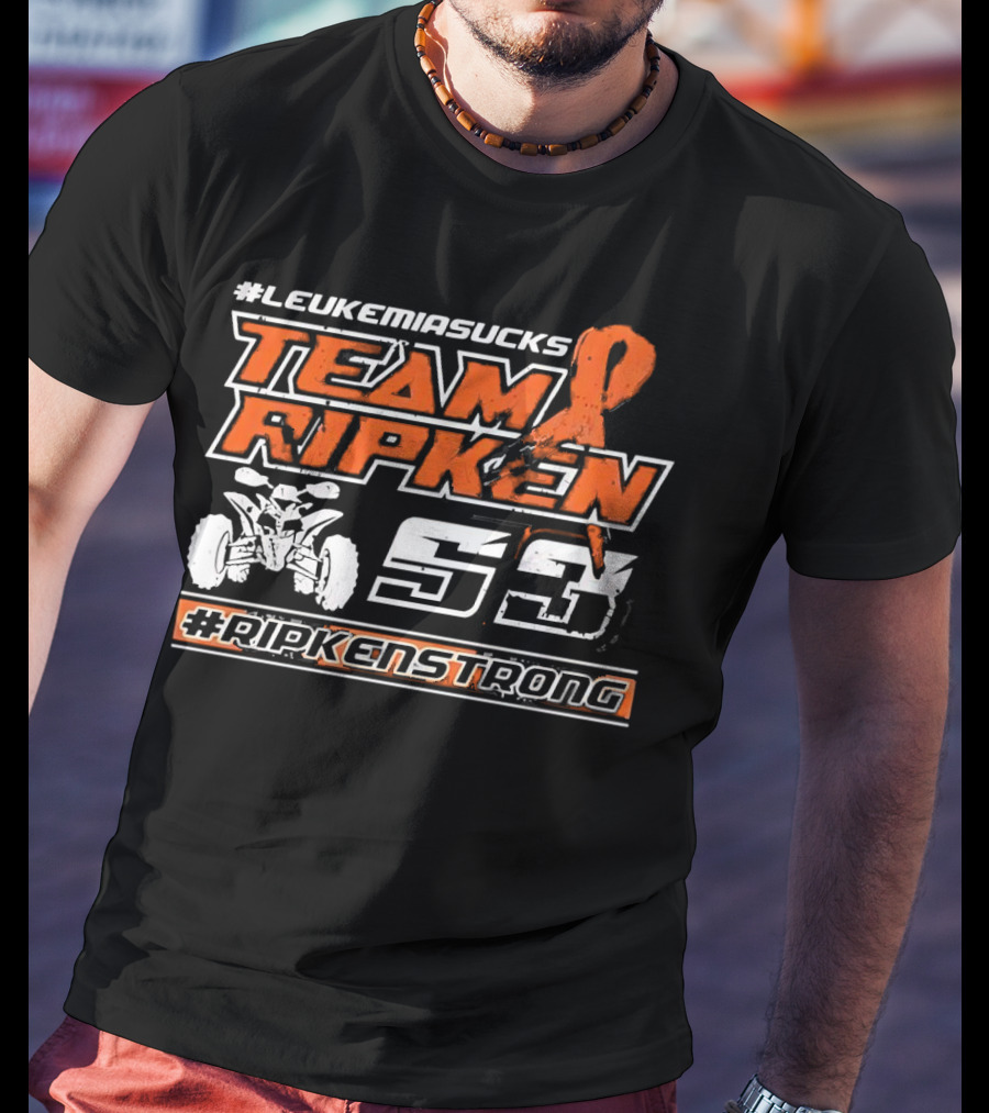 LeukemiaSucks Team Ripken 53 #RipkenStrong Orange Ribbon Quad Bike T-Shirt