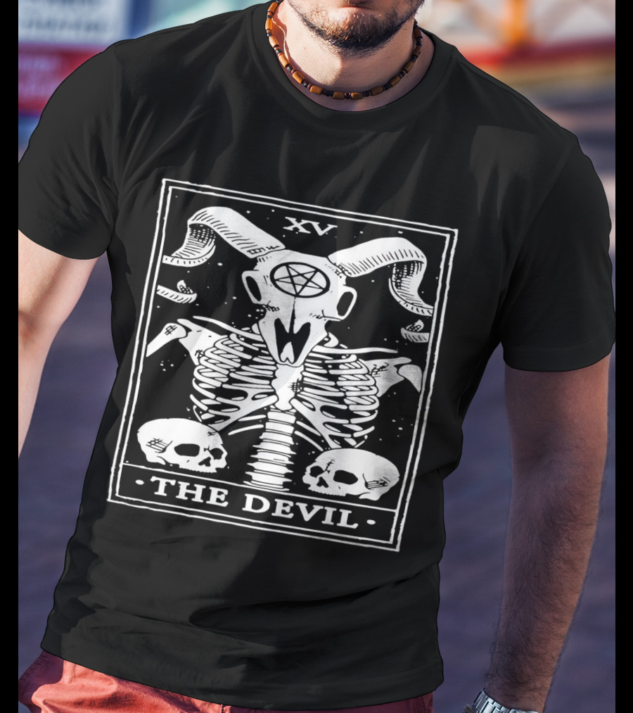 XV The Devil Skeleton Skull Tarot T-Shirt