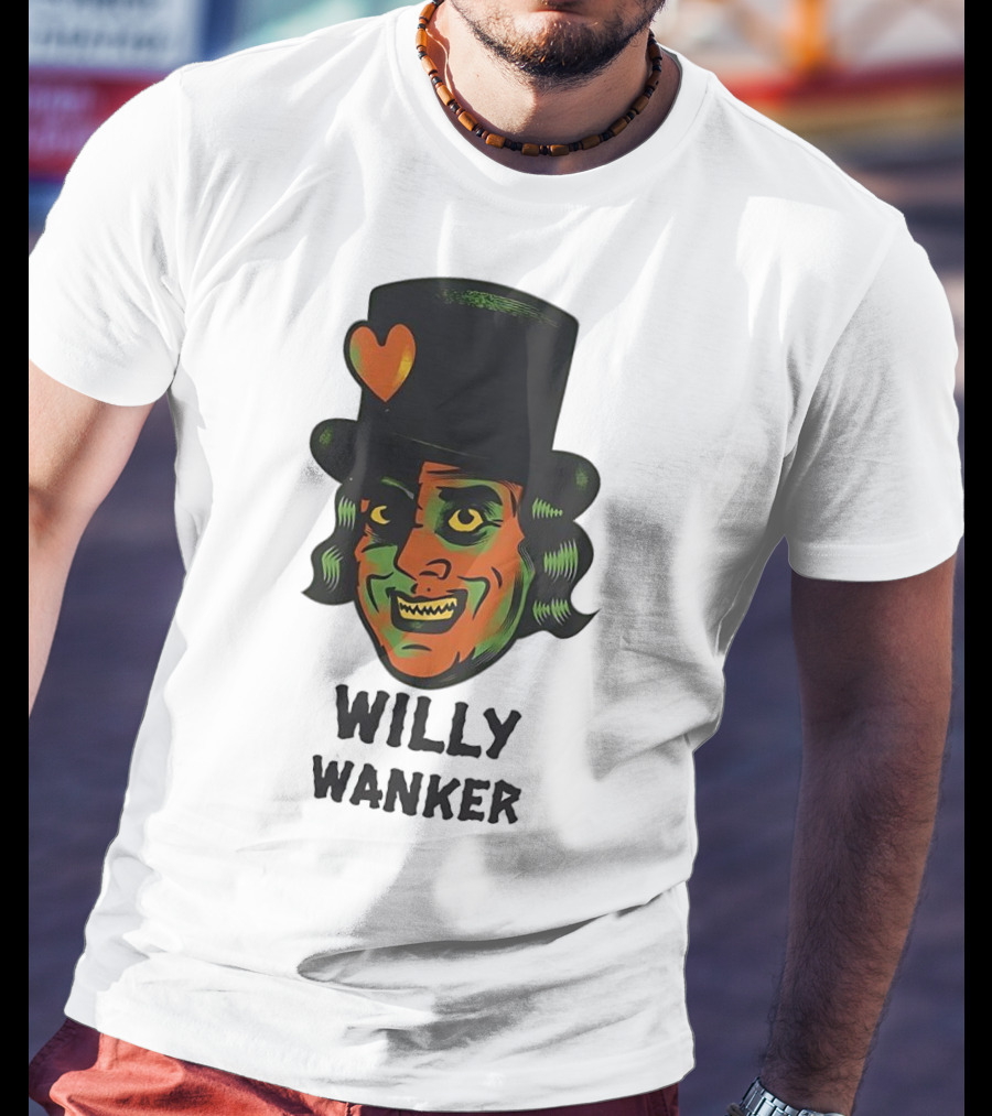 Willy Wanker Orange Heart Character T-Shirt
