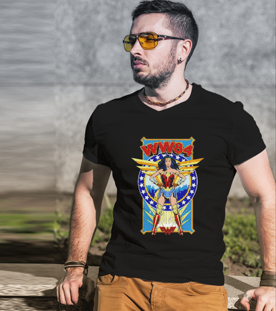 WW84 Wonder Woman Retro Superhero Wings And Stars T-Shirt