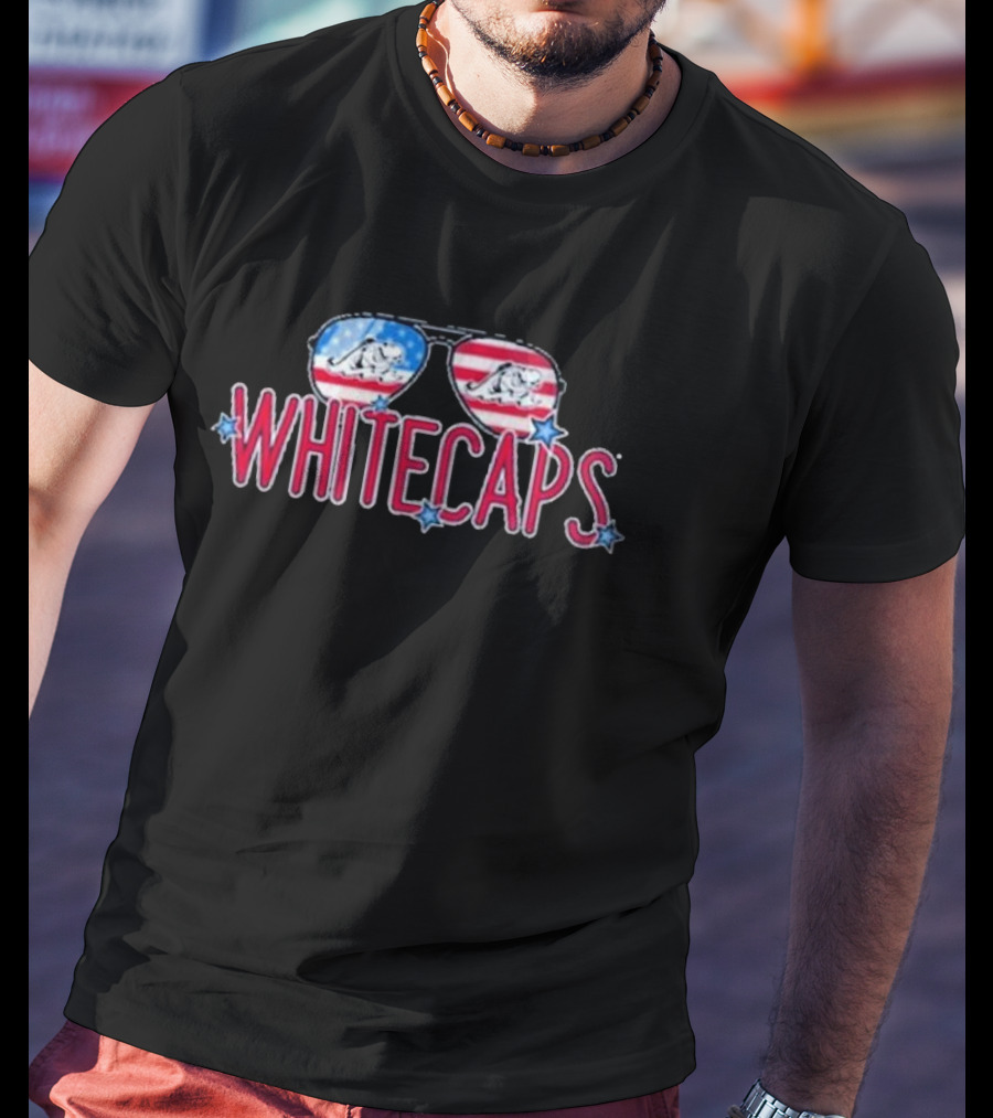 Whitecaps Sunglasses American Flag Stars T-Shirt