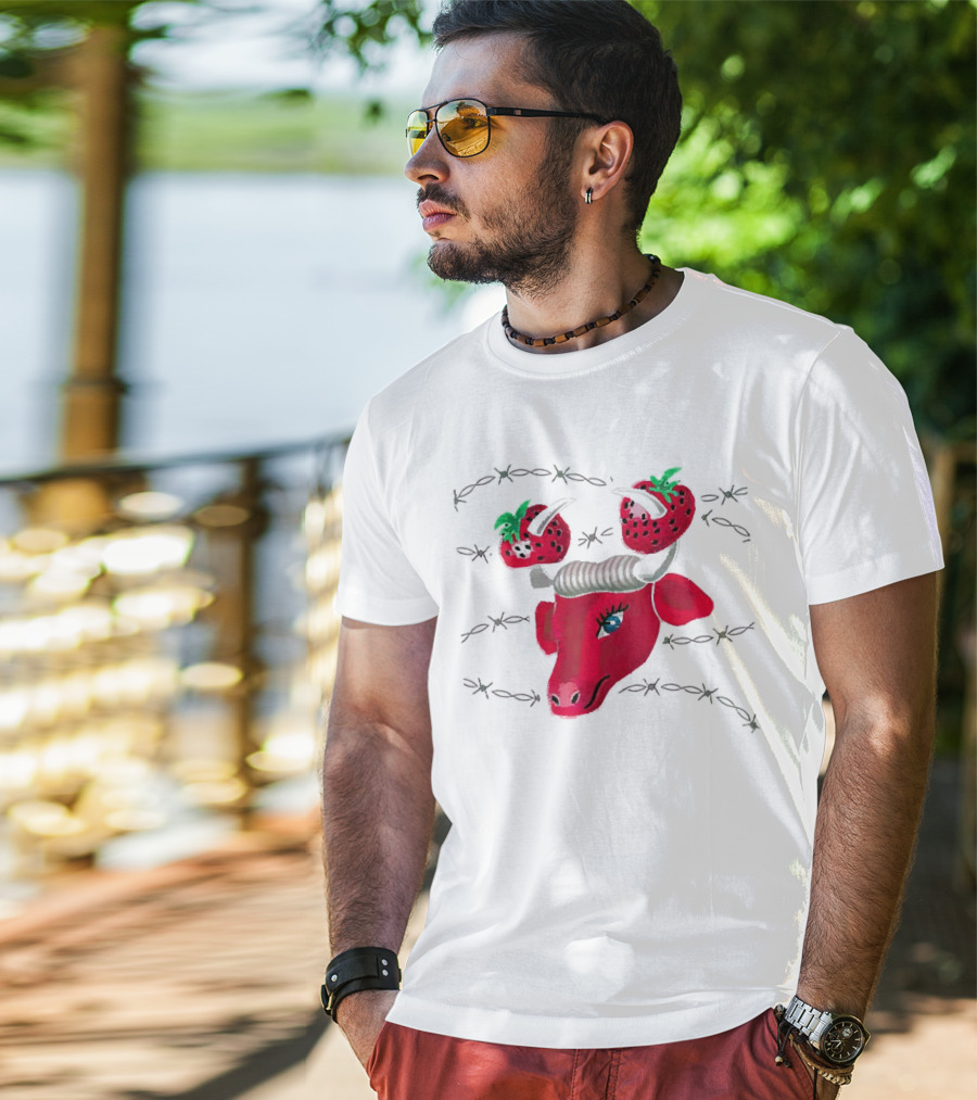 Strawberry Bull Barbed Horns T-Shirt