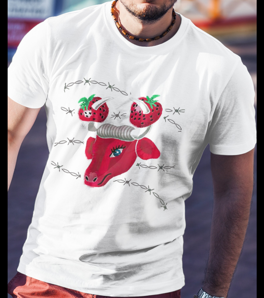 Strawberry Bull Barbed Horns T-Shirt