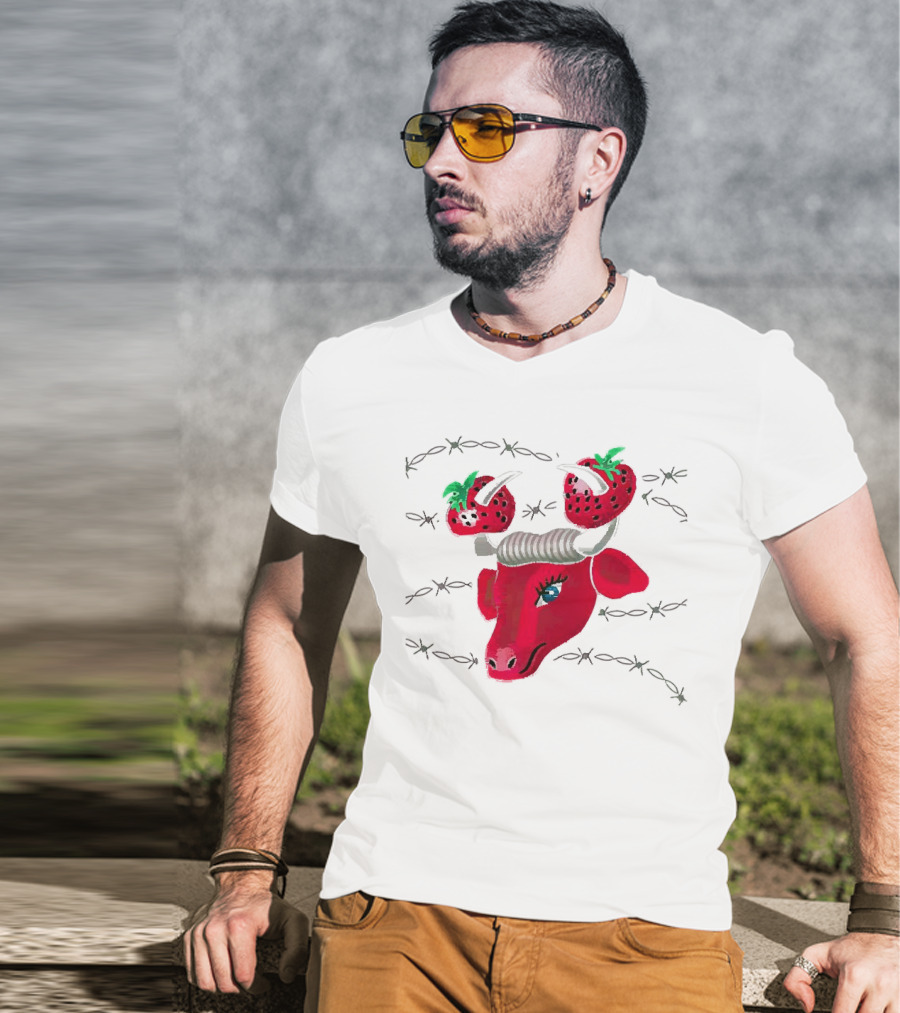 Strawberry Bull Barbed Horns T-Shirt