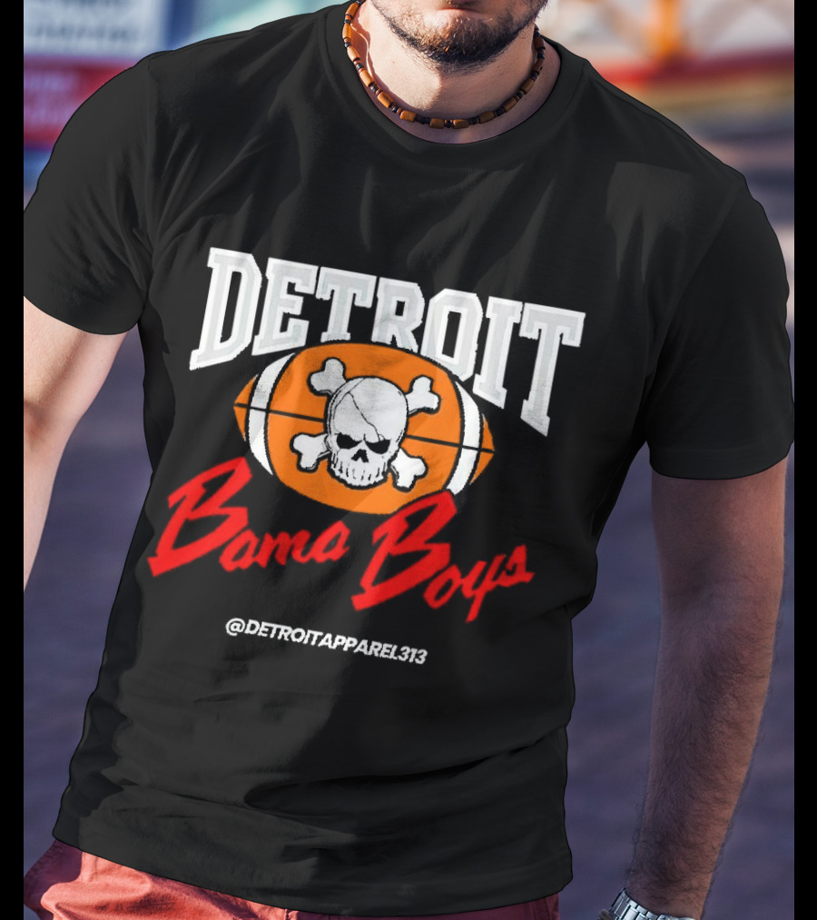 Detroit Bama Boys Skull Football @DetroitApparel313 T-Shirt