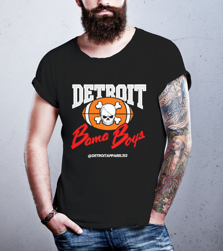 Detroit Bama Boys Skull Football @DetroitApparel313 T-Shirt