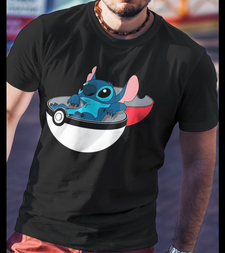 The Stitch Relaxing In Poké Ball Fusion Concept T-Shirt
