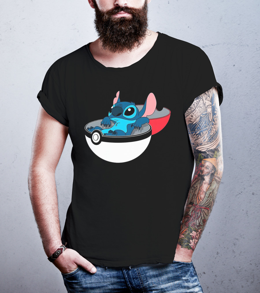 The Stitch Relaxing In Poké Ball Fusion Concept T-Shirt