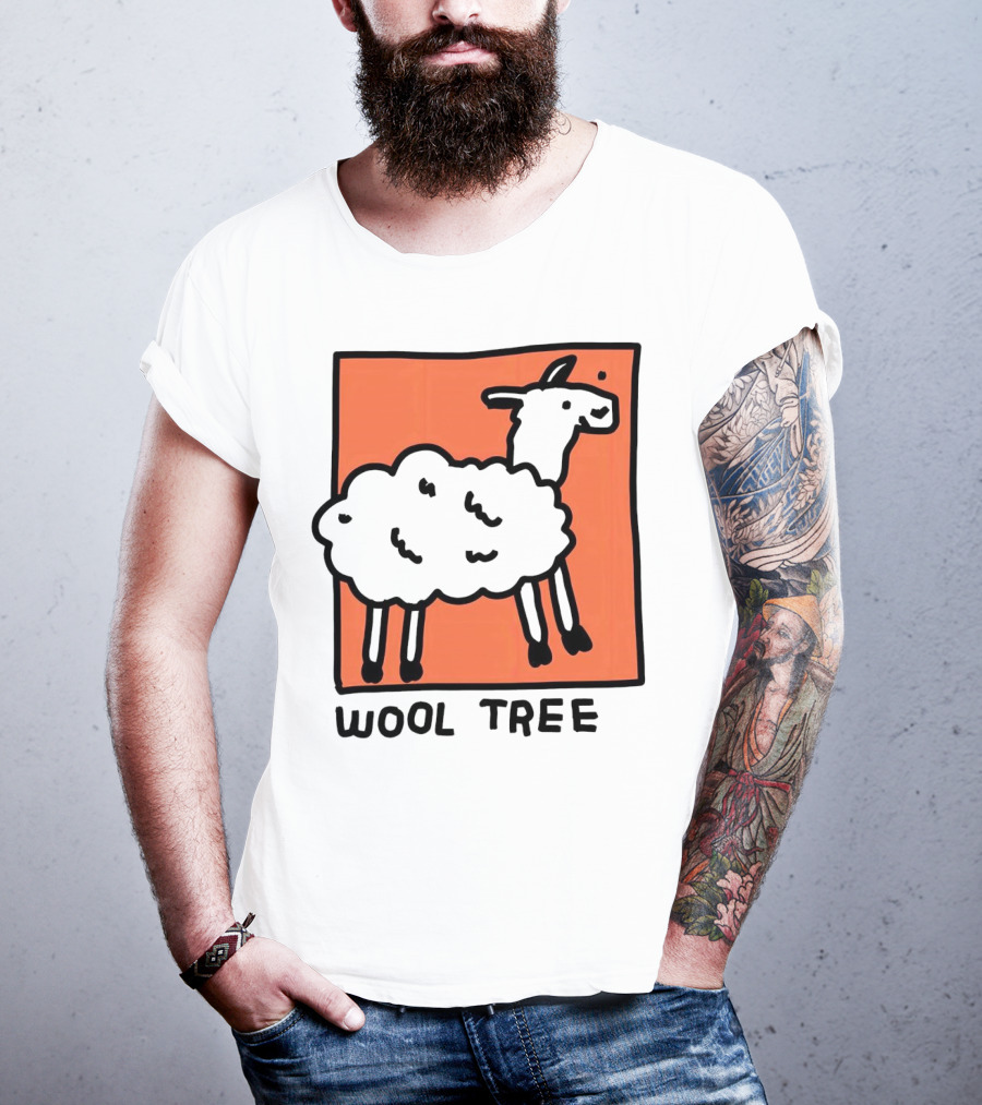 Wool Tree Black Sheep Illustration On Orange Background T-Shirt