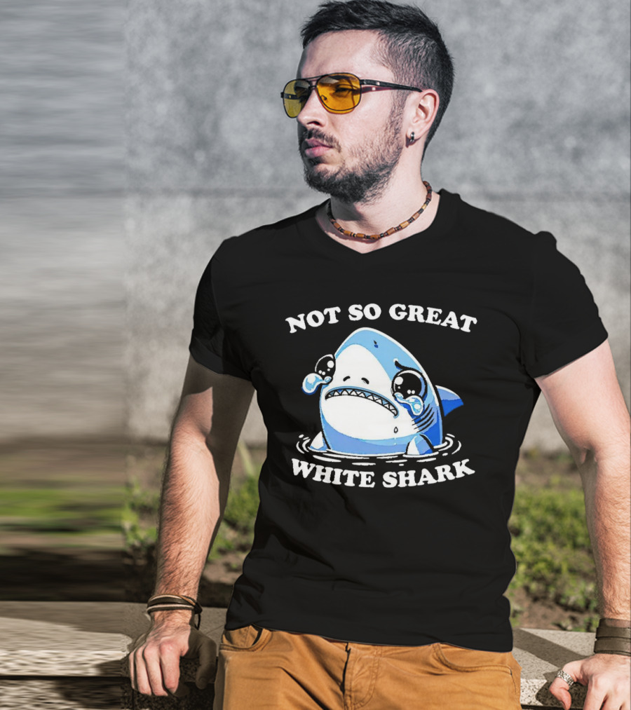 Not So Great White Shark Sad Crying Cartoon T-Shirt