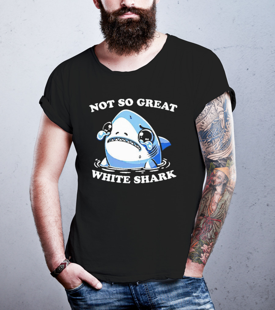 Not So Great White Shark Sad Crying Cartoon T-Shirt