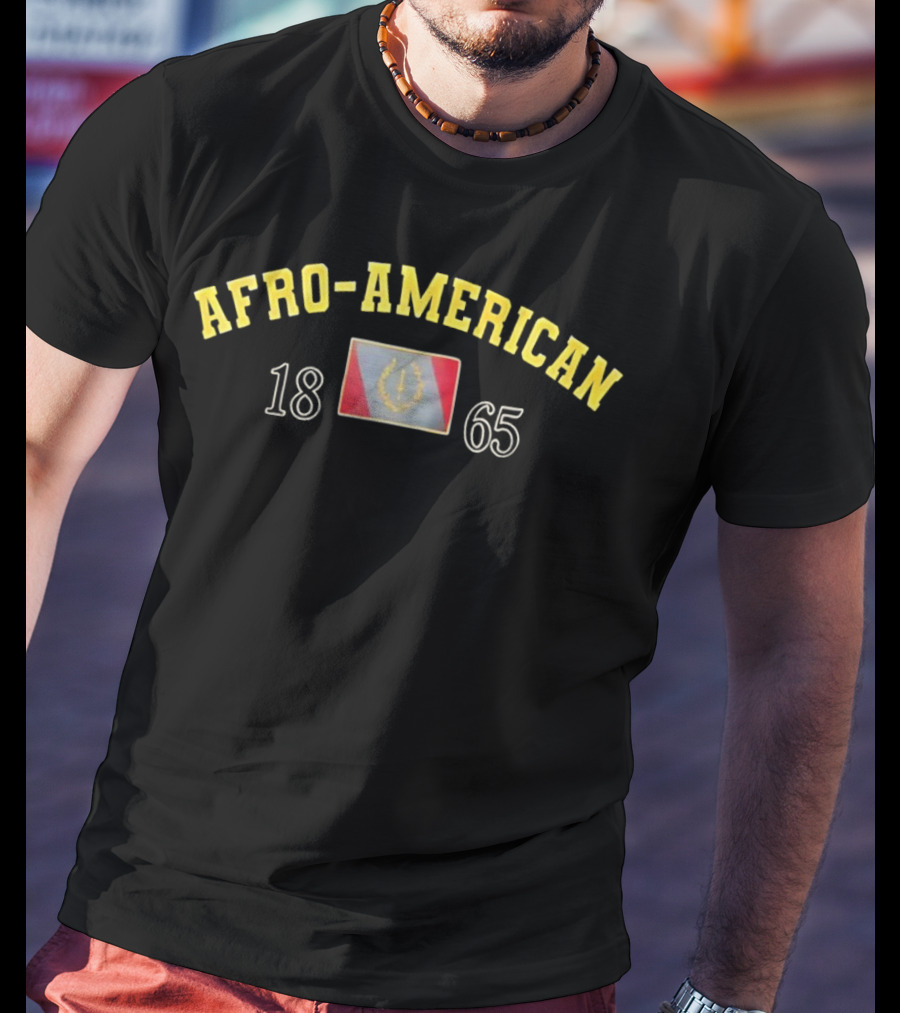 Afro American Heritage 1865 Emblem With Vintage Flag T-Shirt
