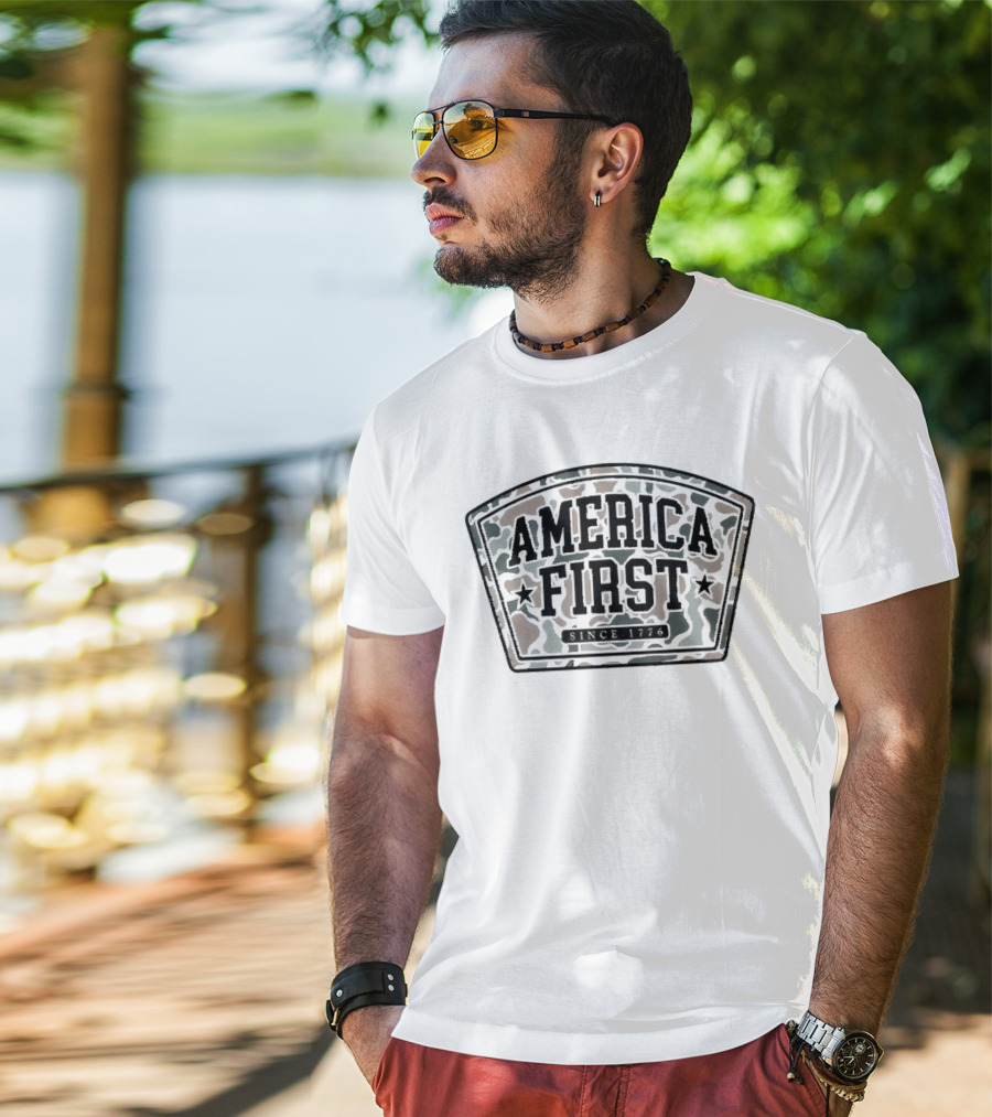 America First Camo Patch Since 1776 T-Shirt