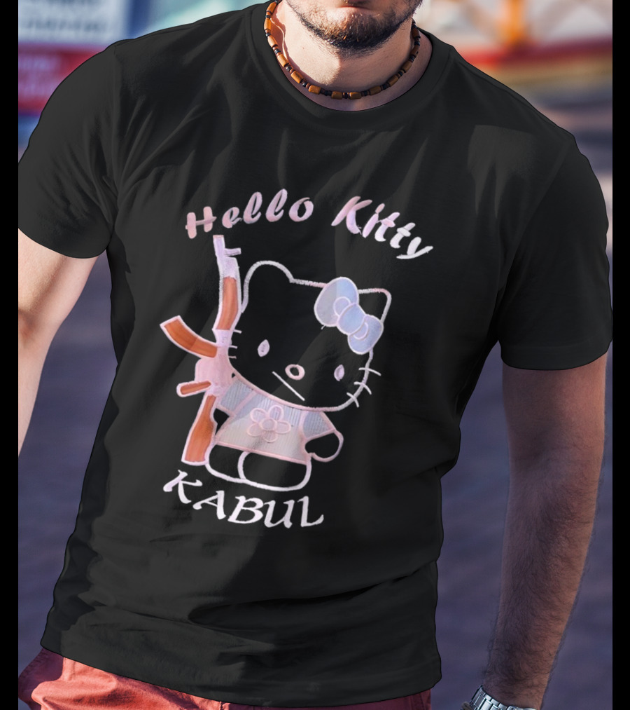 Hello Kitty Kabul Playful Twist On Iconic Character With Rifle T-Shirt