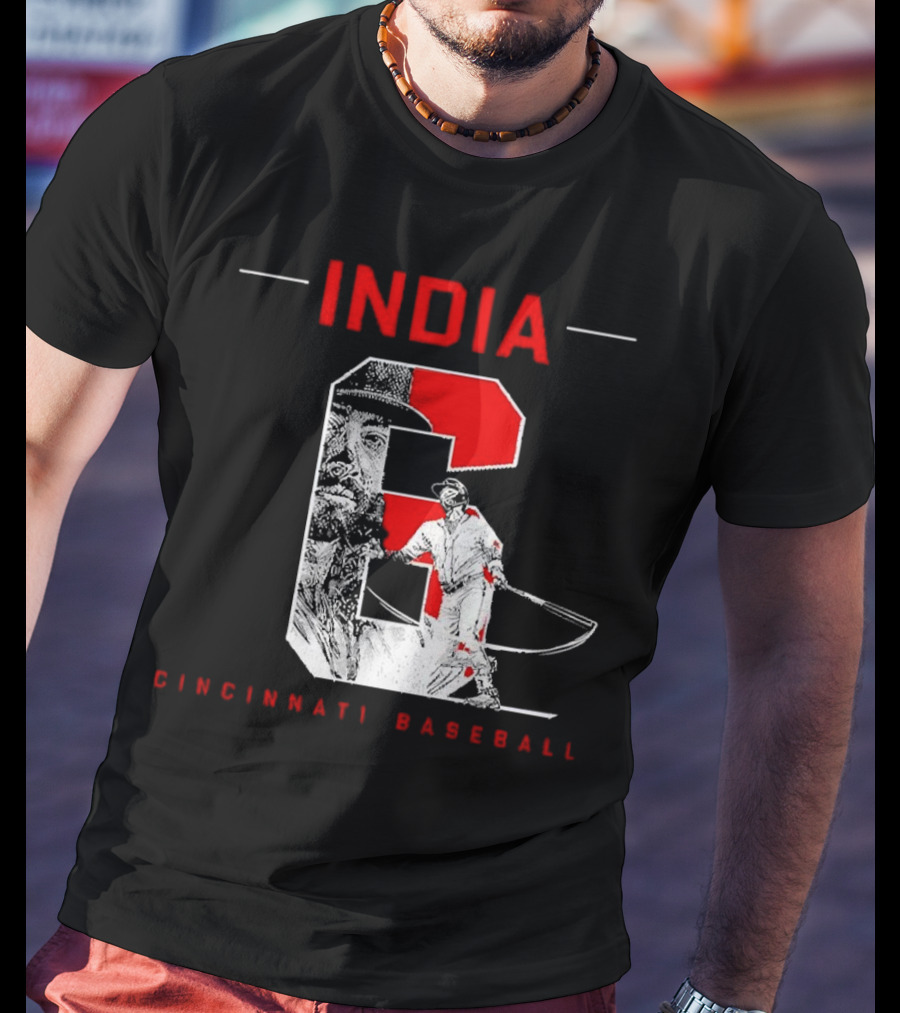India Cincinnati Baseball Player T-Shirt